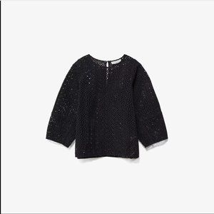 Everlane The Eyelet Lantern Top XS / Black